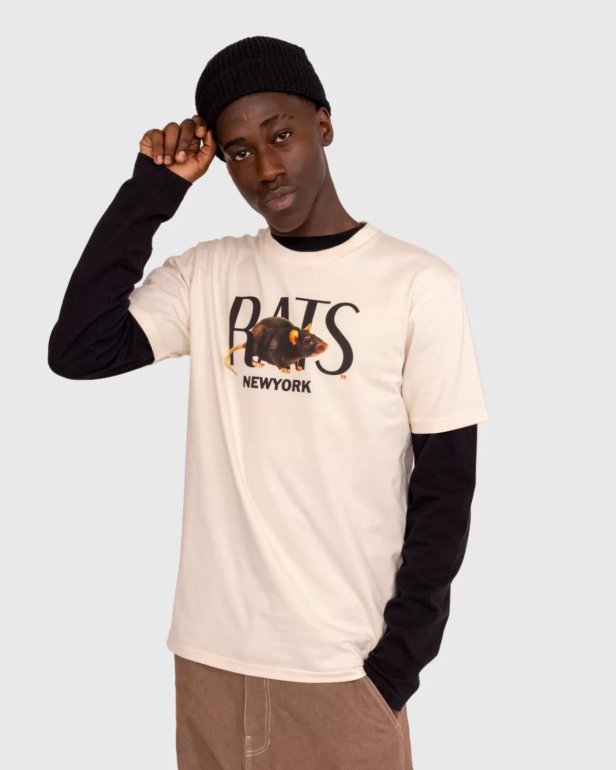 At The Moment X Highsnobiety New York Rats T-Shirt Gebroken Wit Discount