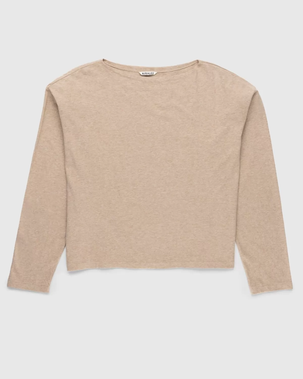 Gebreide Kleding^Auralee Hard Twist Katoen Kasjmier Boothals T-Shirt Met Lange Mouwen Beige