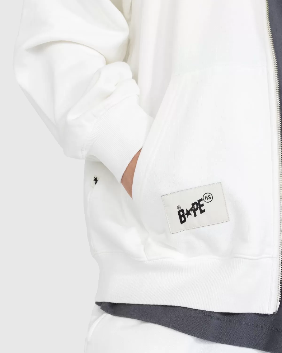 BAPE X Highsnobiety Zwaar Gewassen Hoodie Met Rits, Ivoor Store