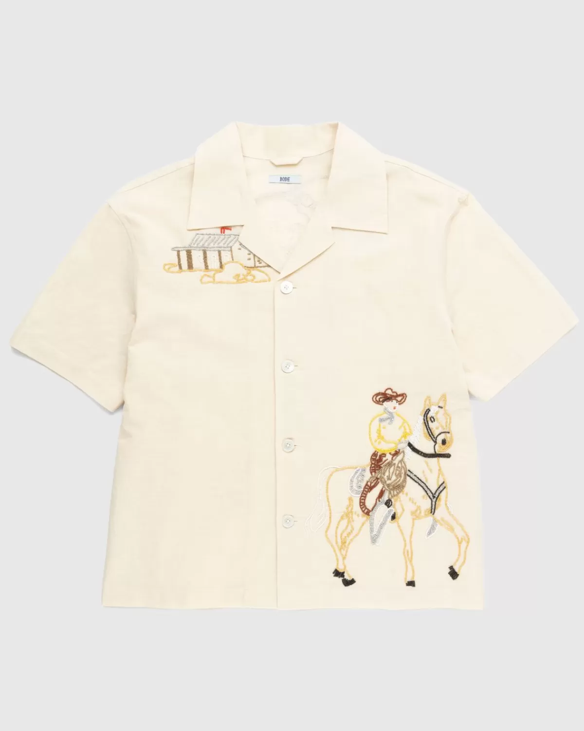 Overhemden^Bode Buckaroo Overhemd Met Korte Mouwen Met Kralen Wit