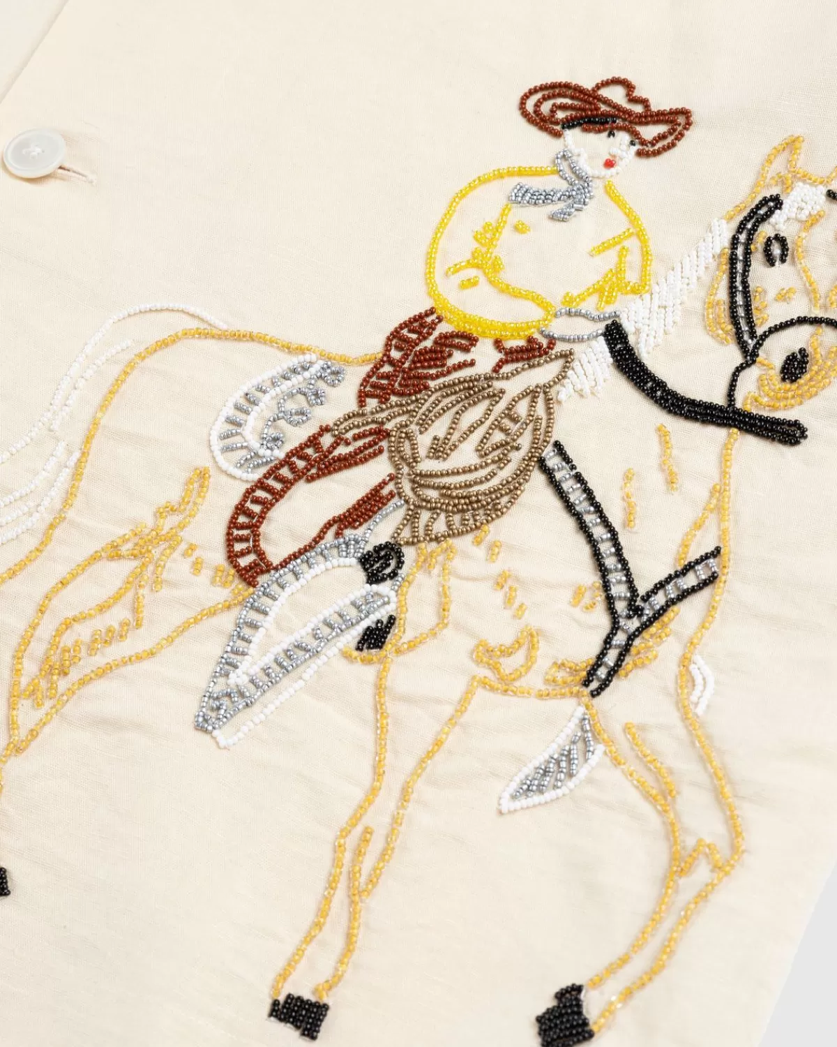 Overhemden^Bode Buckaroo Overhemd Met Korte Mouwen Met Kralen Wit