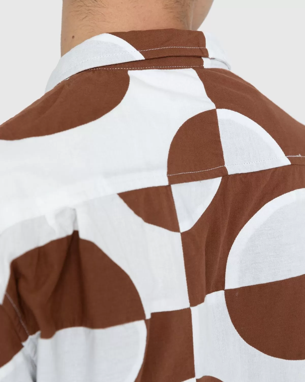 Overhemden^Bode Duo Ovaal Patchwork Overhemd Met Lange Mouwen Bruin