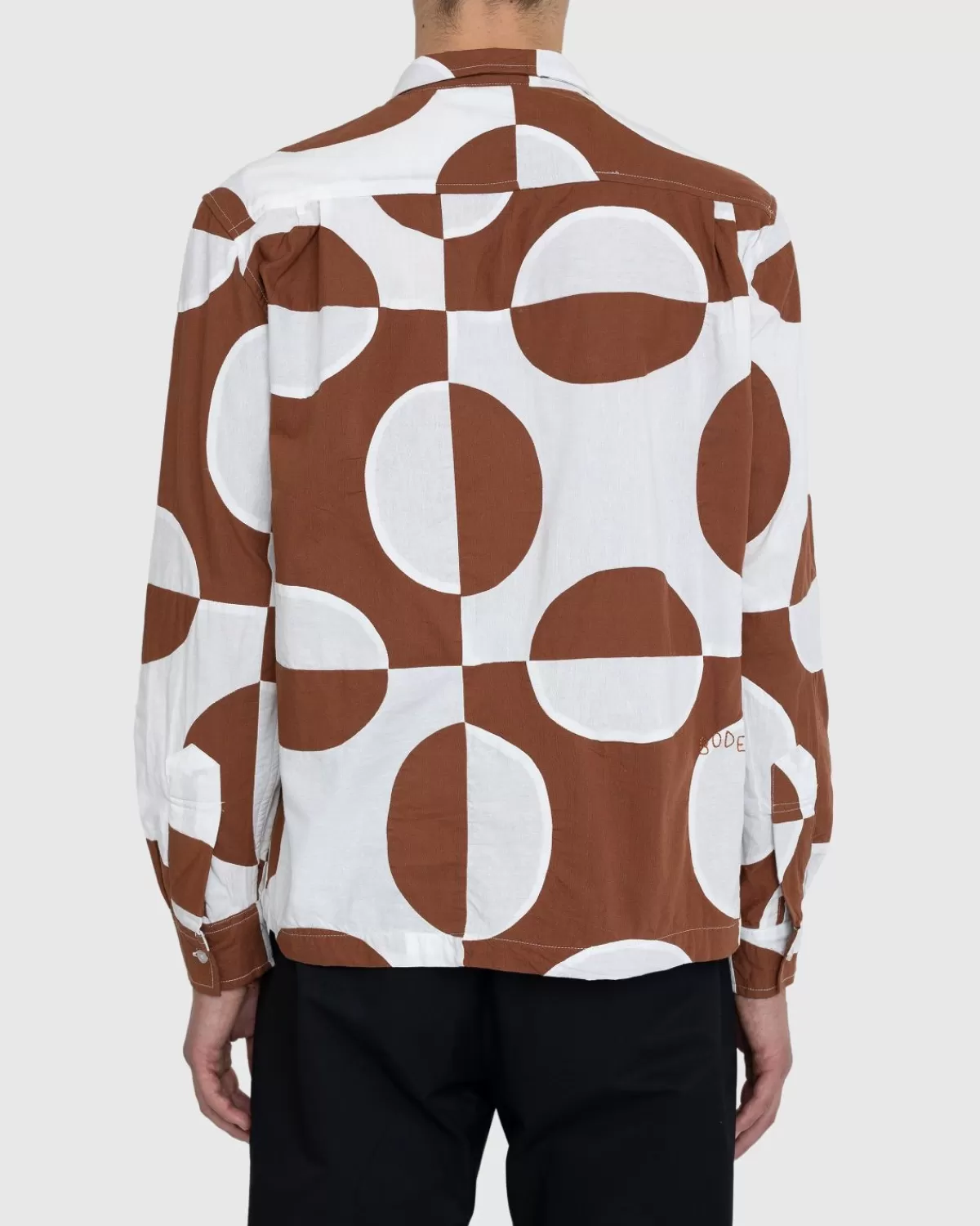 Overhemden^Bode Duo Ovaal Patchwork Overhemd Met Lange Mouwen Bruin