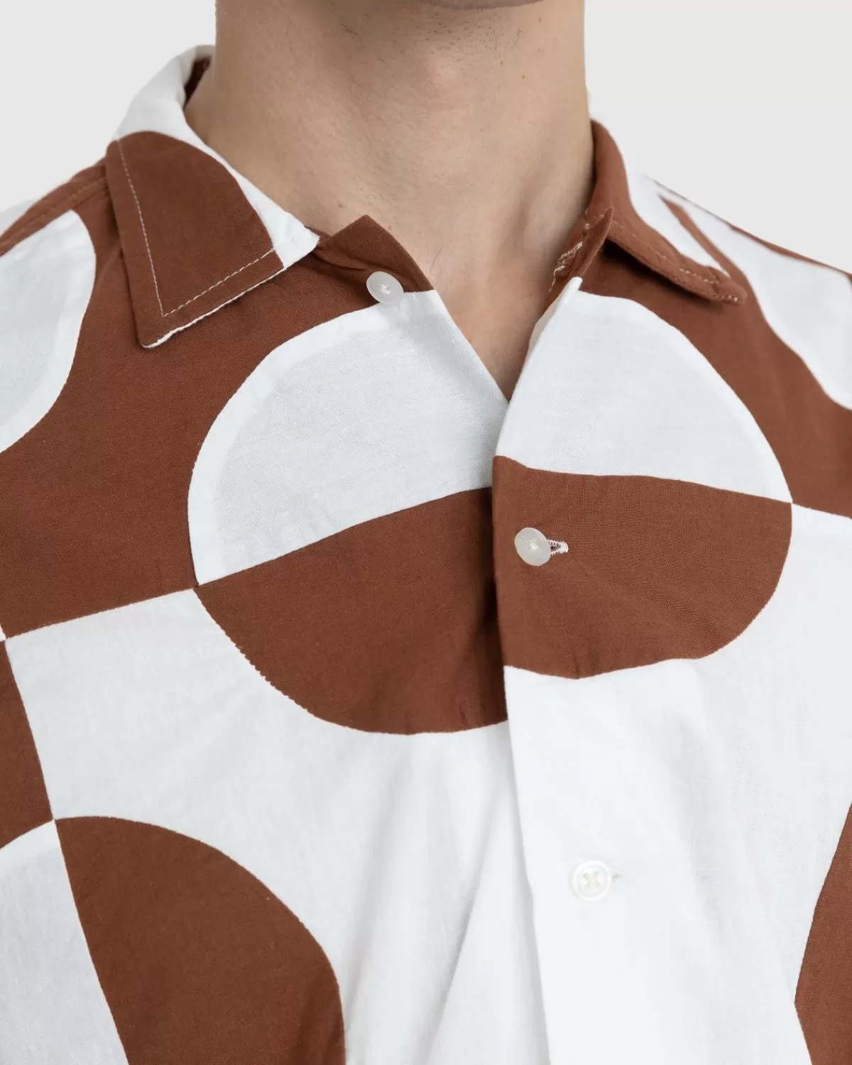 Overhemden^Bode Duo Ovaal Patchwork Overhemd Met Lange Mouwen Bruin