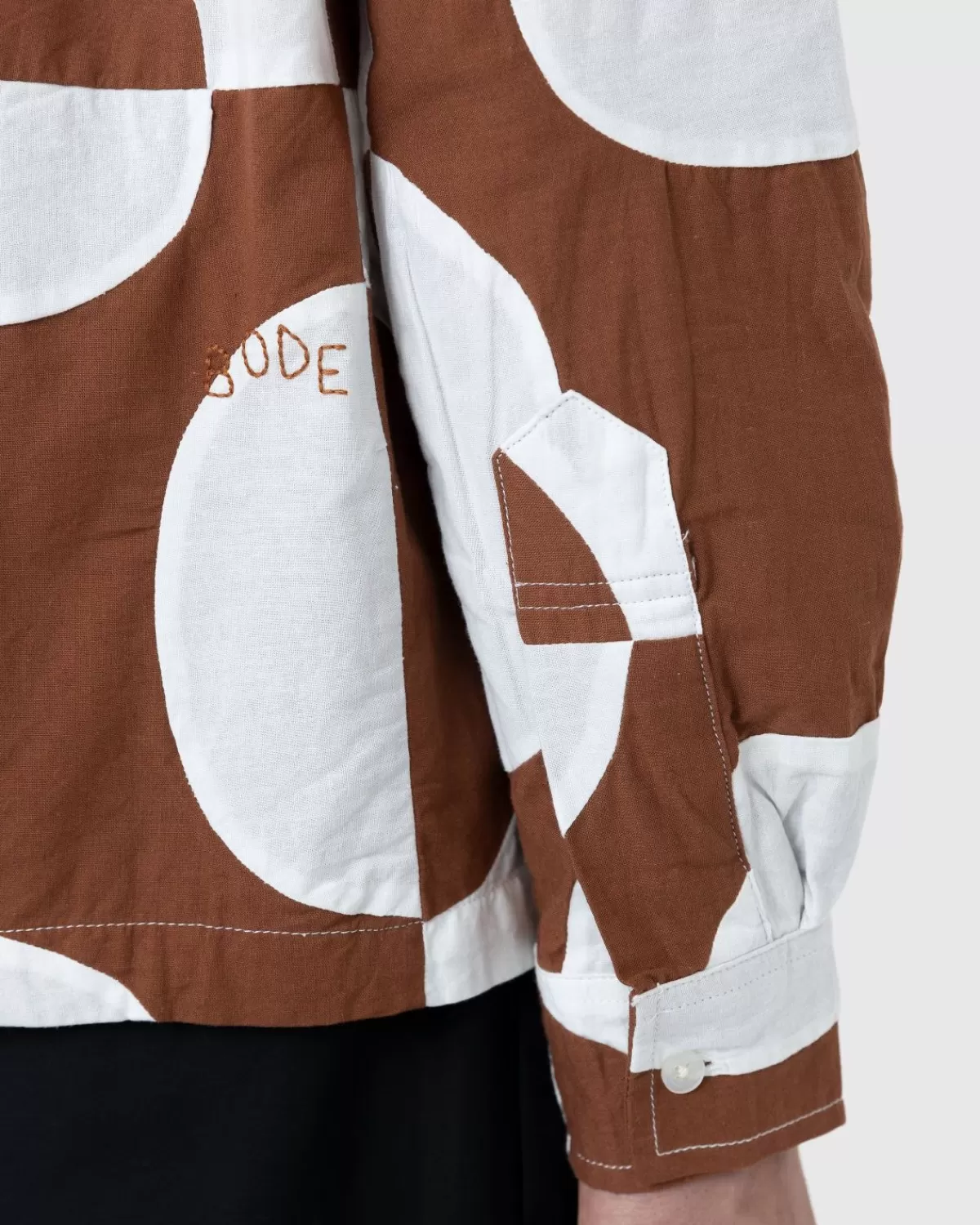 Overhemden^Bode Duo Ovaal Patchwork Overhemd Met Lange Mouwen Bruin