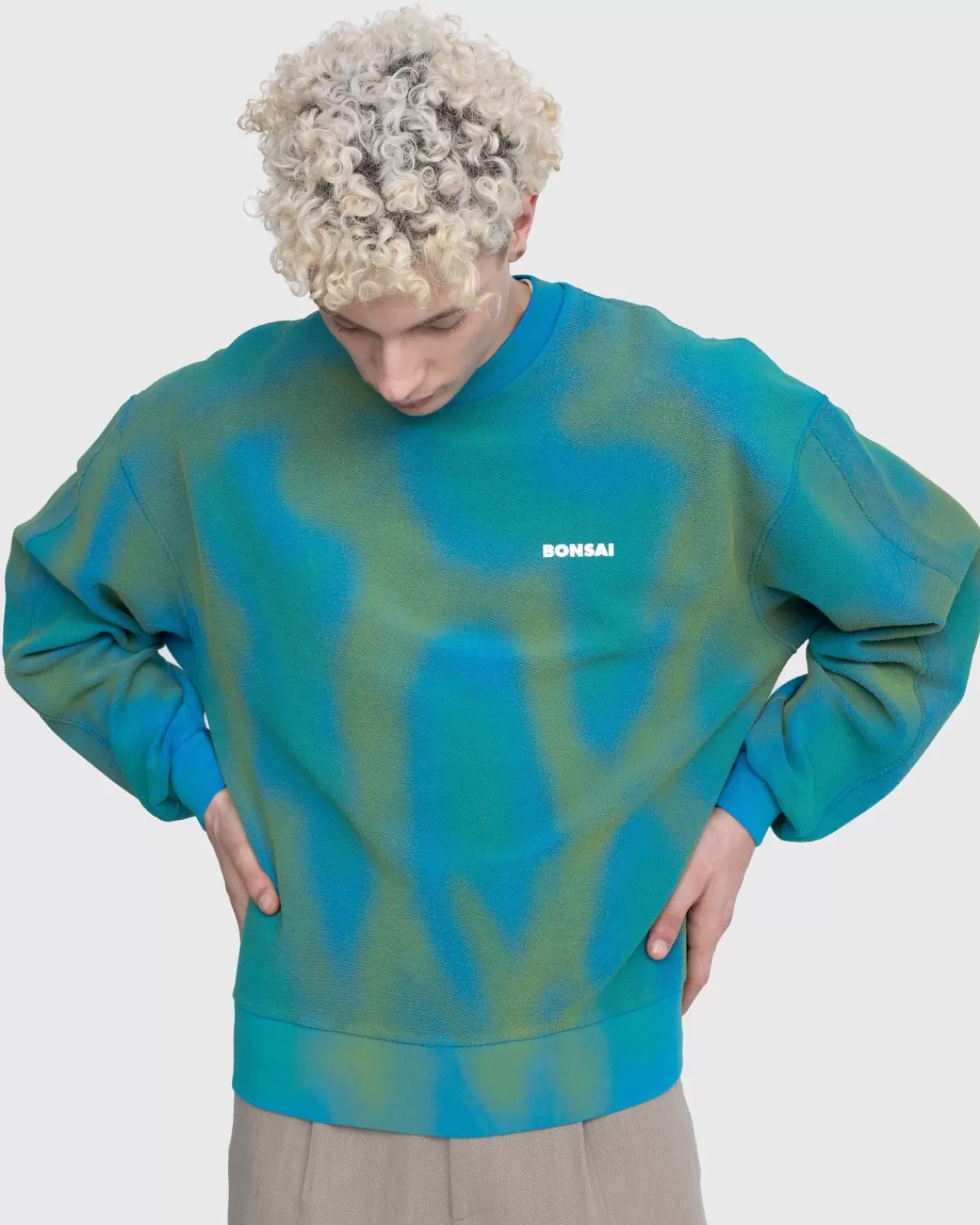 bonsai_spray_geverfd_sweatshirt_met_ronde_hals_blauw_4.webp Gebreide Kleding^Bonsai Spray Geverfd Sweatshirt Met Ronde Hals Blauw