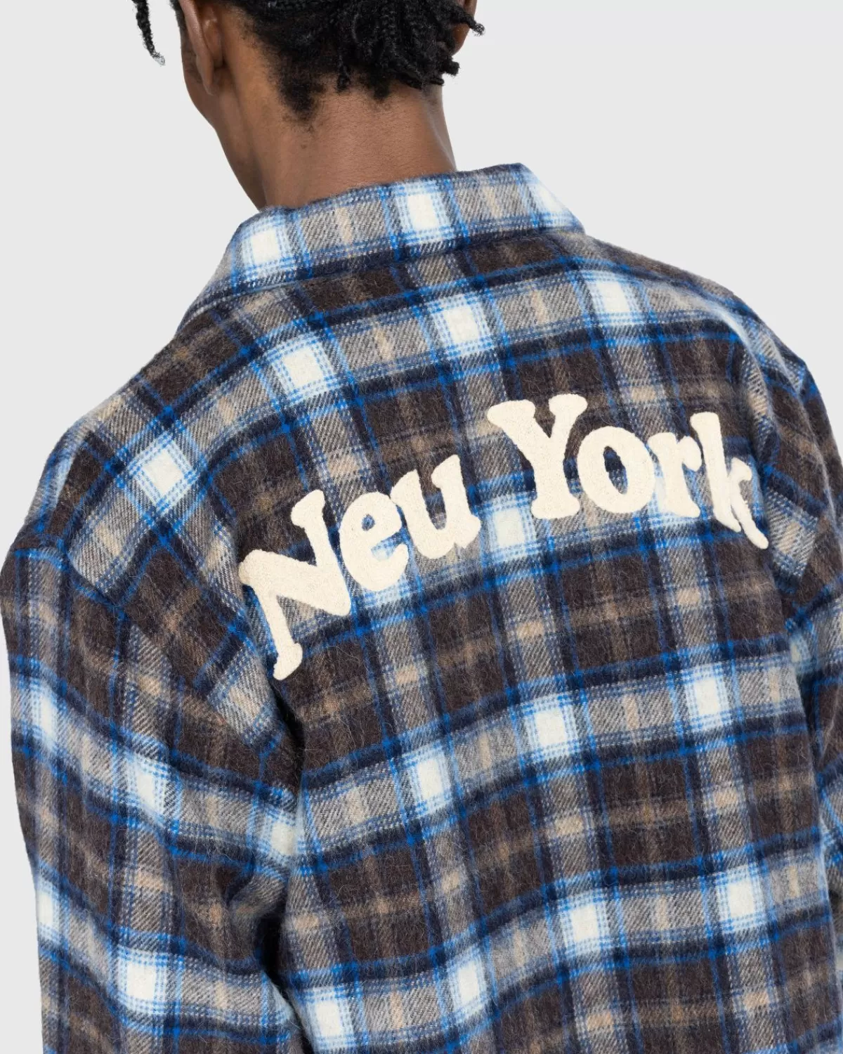 Overhemden^Highsnobiety Neu York Shaggy Wool Plaid Zip Shirt Bruin