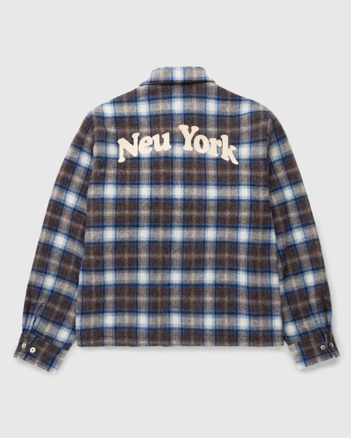 Overhemden^Highsnobiety Neu York Shaggy Wool Plaid Zip Shirt Bruin