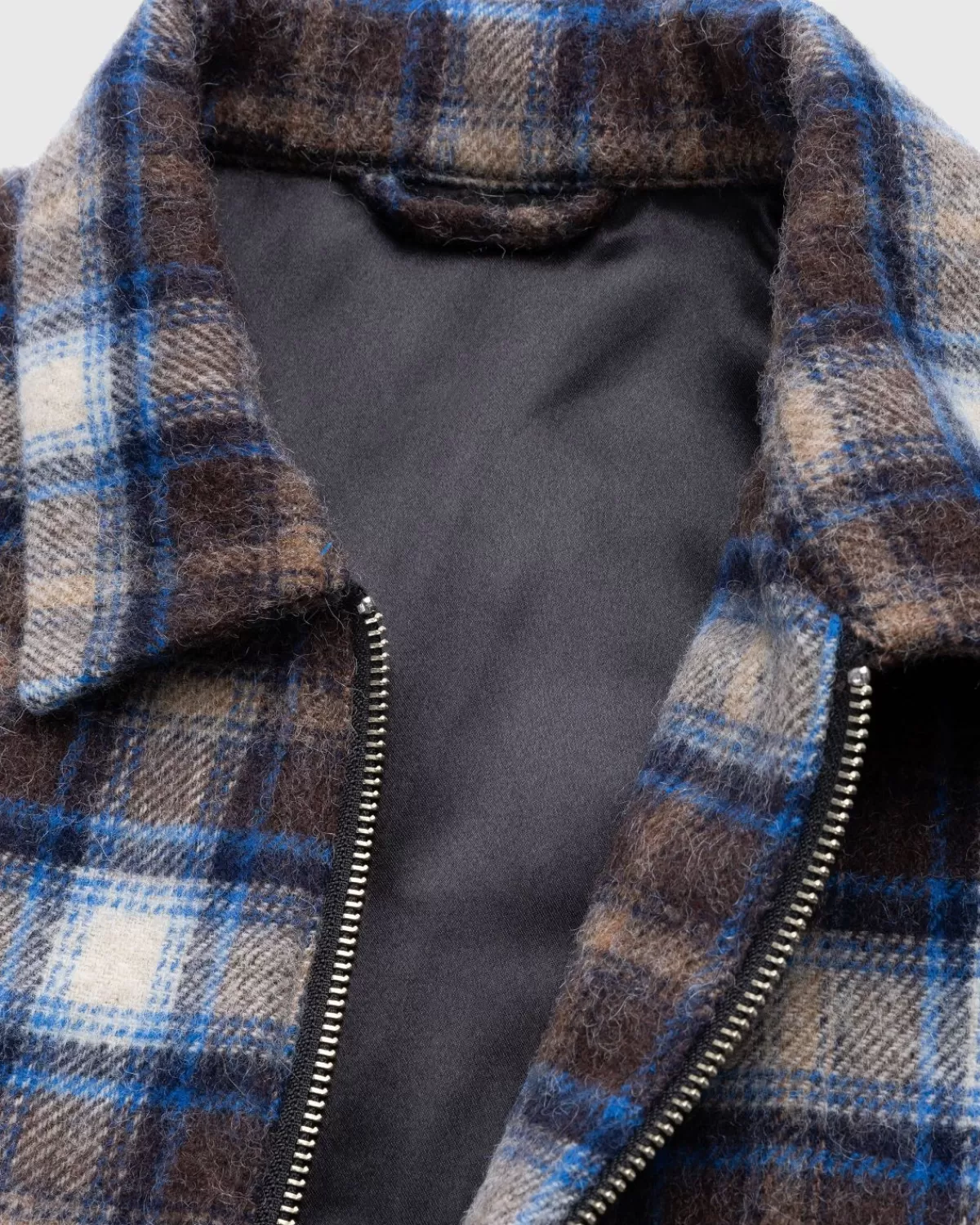 Overhemden^Highsnobiety Neu York Shaggy Wool Plaid Zip Shirt Bruin