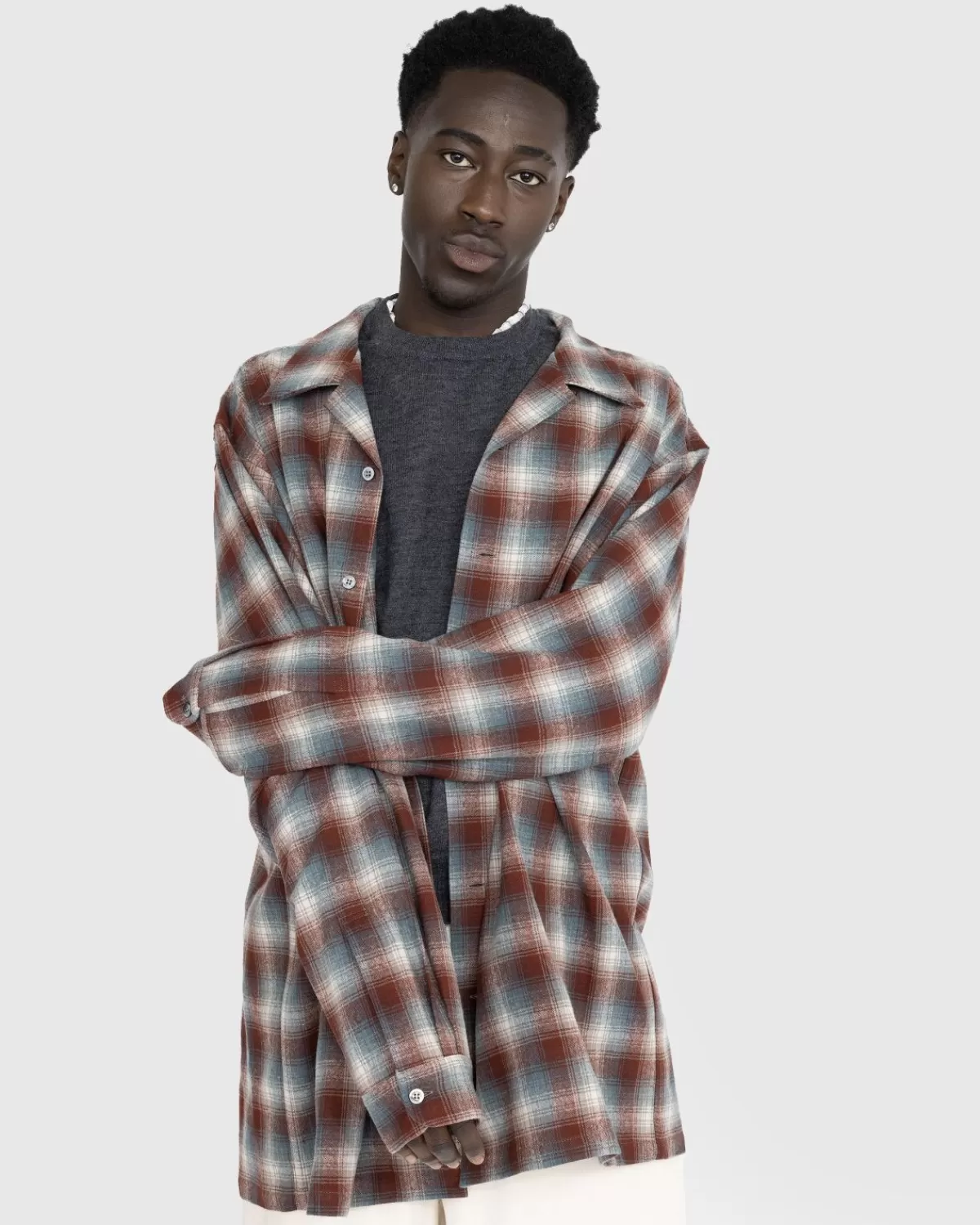 Overhemden^Maison Margiela Oversized Geruit Wollen Overhemd Met Knoopsluiting, Multi