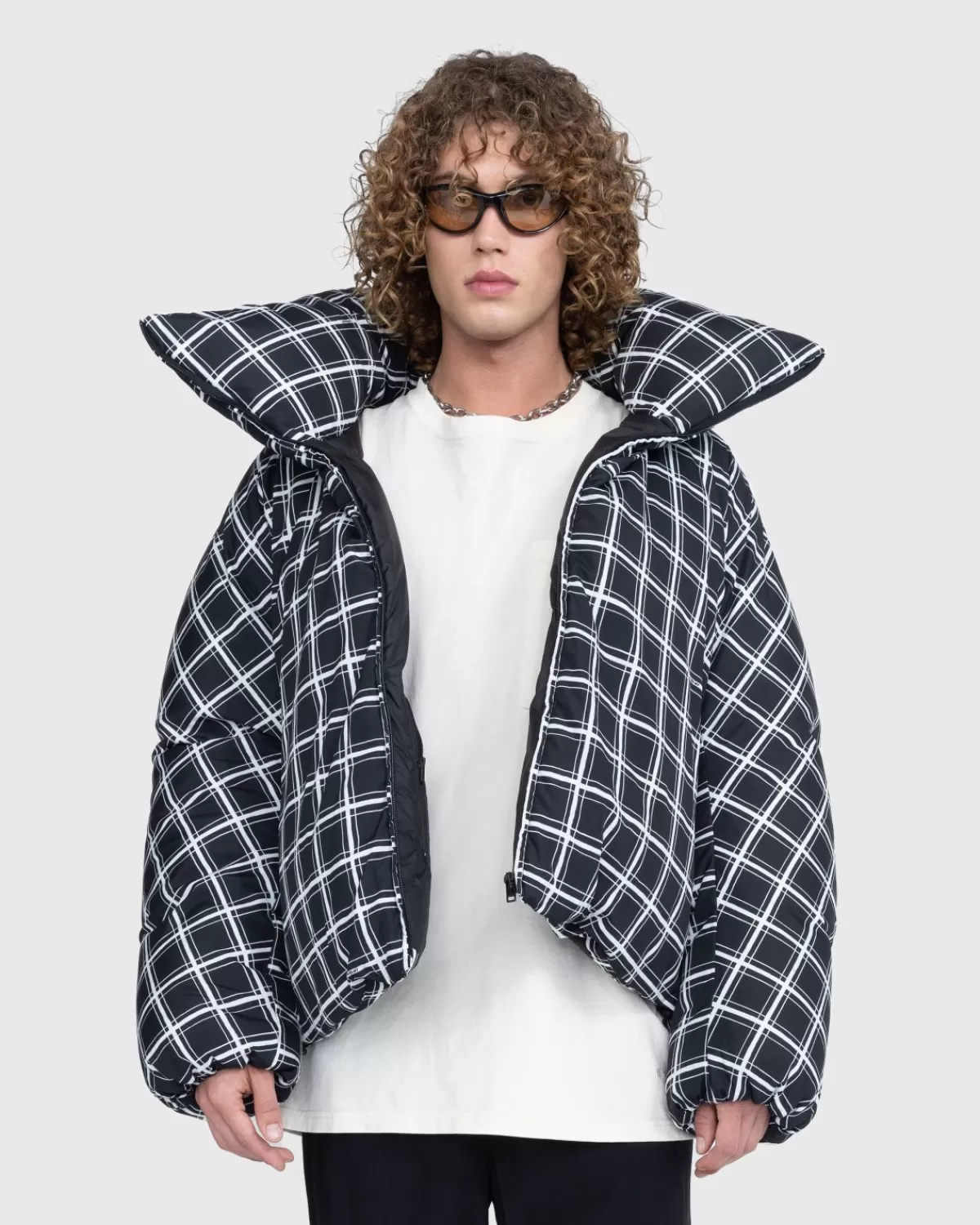 Bovenkleding^Marni X Dingyun Zhang Geruit Oversized Donsjack Zwart