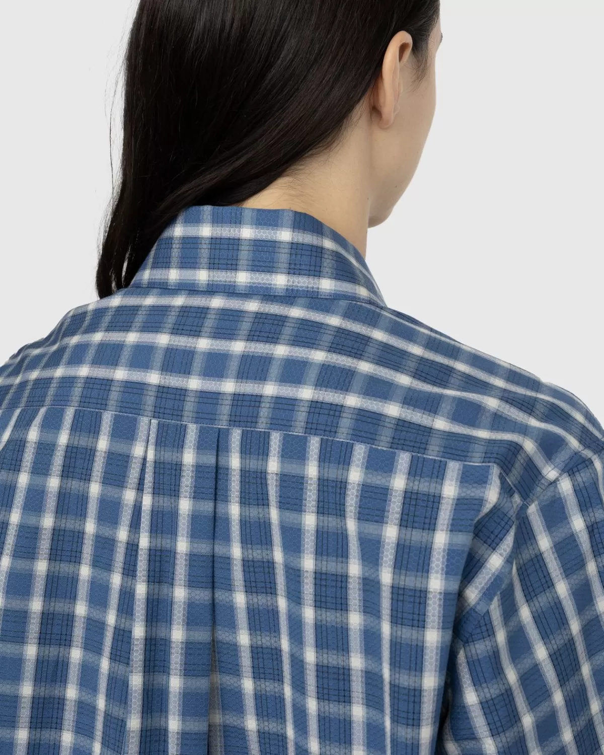 martine_rose_klassiek_geruit_buttondown_overhemd_blauw_1.webp Overhemden^Martine Rose Klassiek Geruit Button-Down Overhemd Blauw