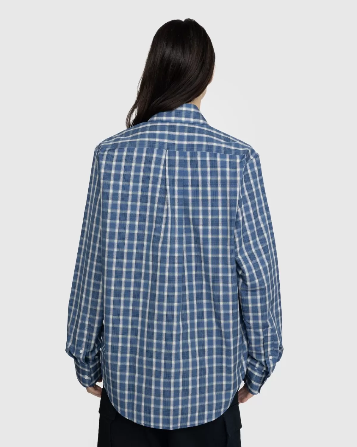 martine_rose_klassiek_geruit_buttondown_overhemd_blauw_2.webp Overhemden^Martine Rose Klassiek Geruit Button-Down Overhemd Blauw