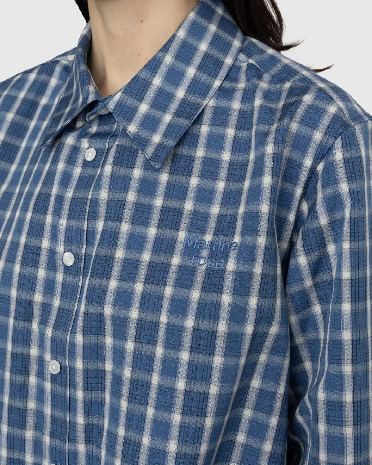 martine_rose_klassiek_geruit_buttondown_overhemd_blauw_5.webp Overhemden^Martine Rose Klassiek Geruit Button-Down Overhemd Blauw