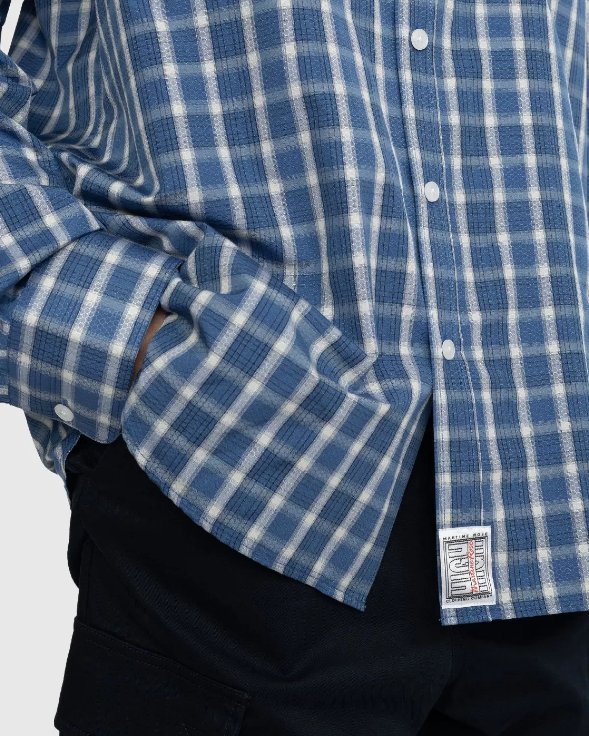 martine_rose_klassiek_geruit_buttondown_overhemd_blauw_7.webp Overhemden^Martine Rose Klassiek Geruit Button-Down Overhemd Blauw