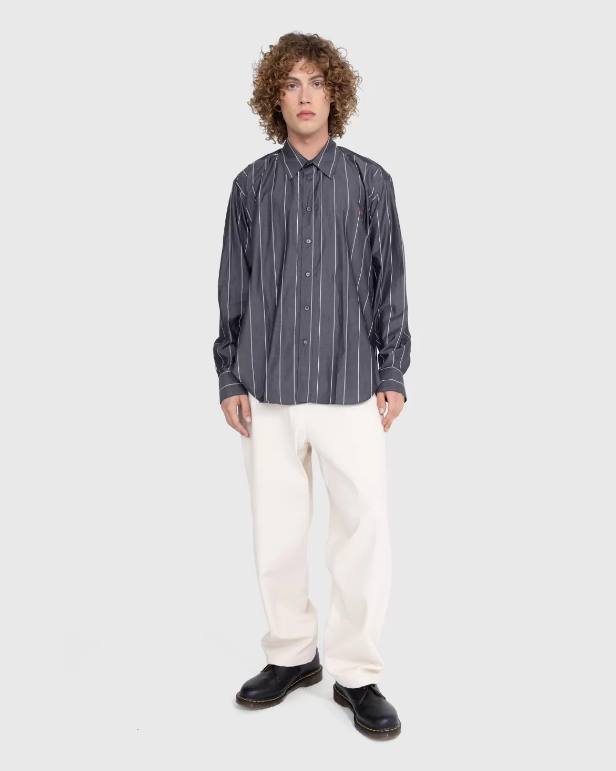 martine_rose_pulled_neck_shirt_grijswit_5.webp Overhemden^Martine Rose Pulled Neck Shirt Grijs/Wit