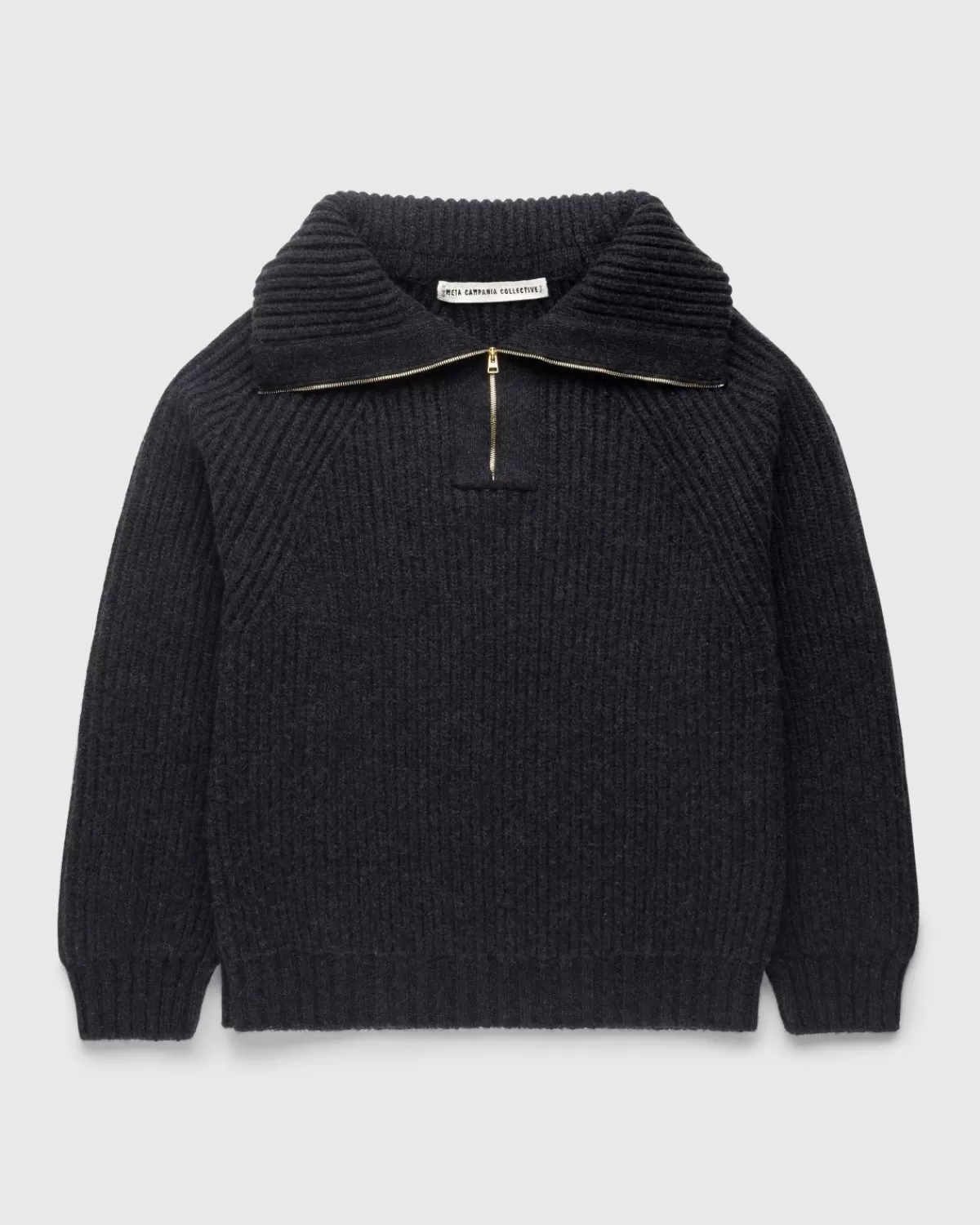 Gebreide Kleding^Meta Campania Collective - Michel Overdreven Rib Kasjmier Weimaraner Grijs Met Halve Rits