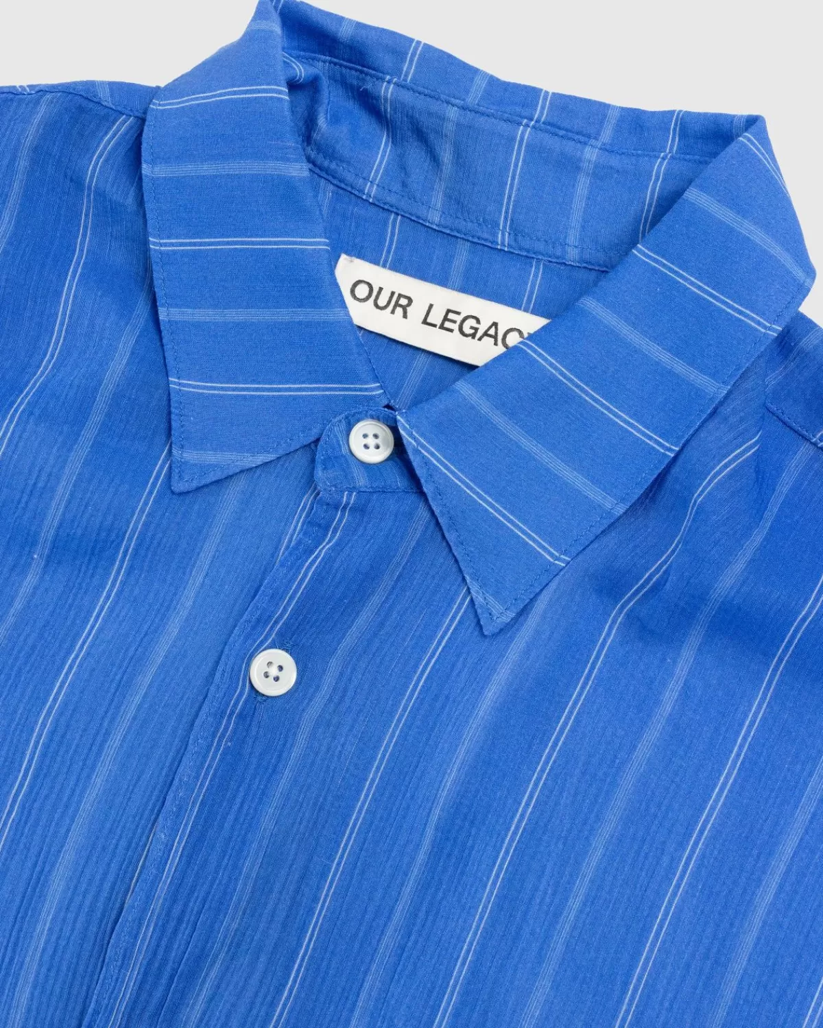 our_legacy_initial_overhemd_blauwe_rayon_gevlochten_streep_1.webp Overhemden^Our Legacy Initial Overhemd Blauwe Rayon Gevlochten Streep