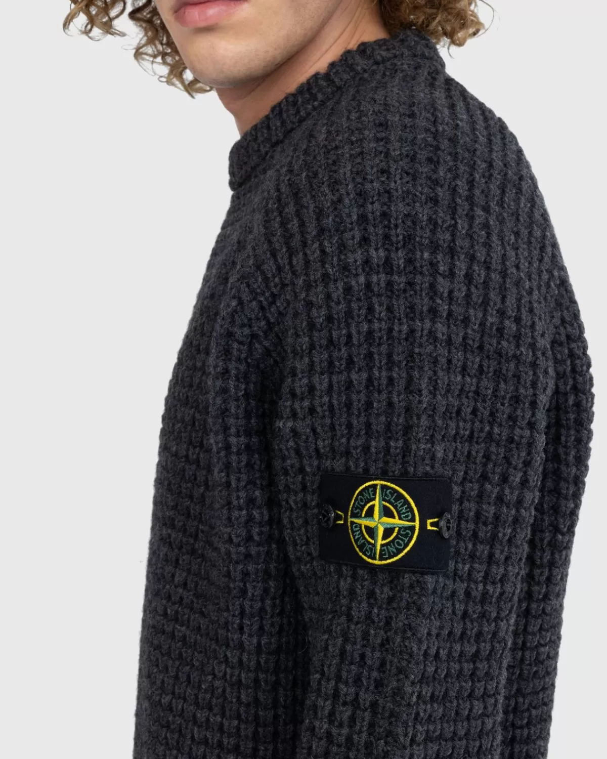 stone_island_wafelgebreide_trui_gemeleerd_houtskool_5.webp Gebreide Kleding^Stone Island Wafelgebreide Trui Gemeleerd Houtskool