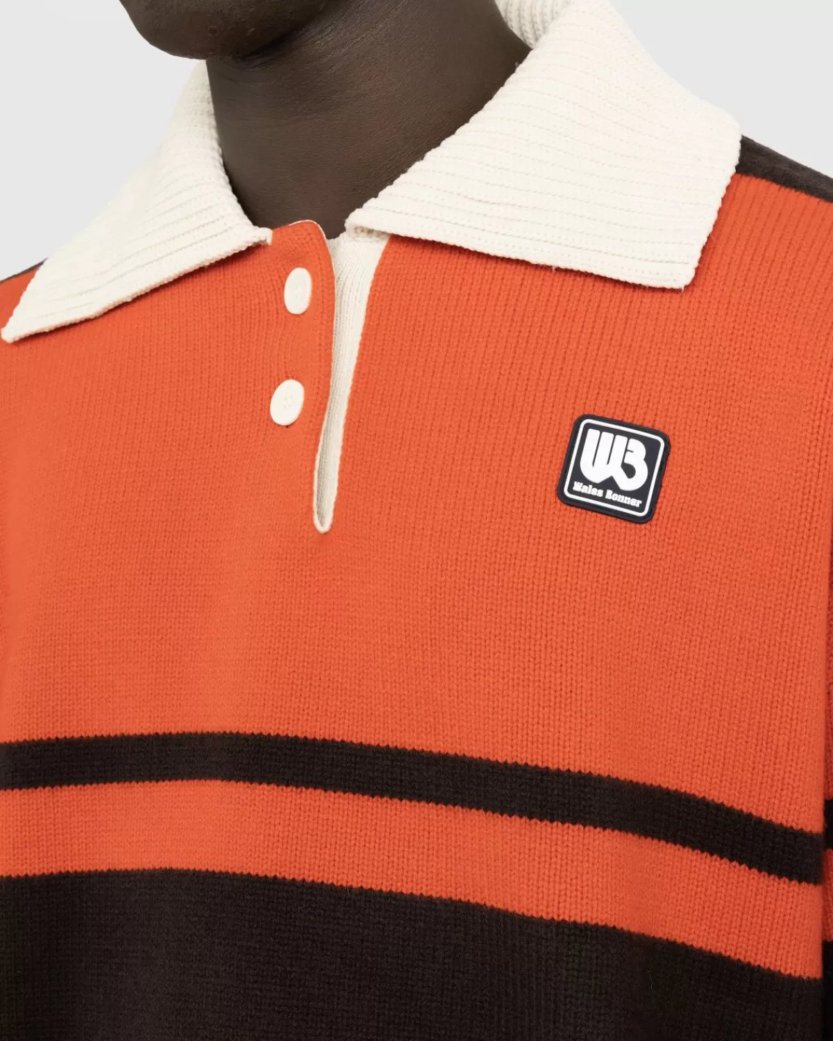 wales_bonner_calm_polo_kastanjebruinivoorrobijnrood_7.webp Gebreide Kleding^Wales Bonner Calm Polo Kastanjebruin/Ivoor/Robijnrood